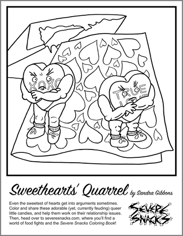 Sweethearts' Quarrel- A Free Coloring Page - Severe Snacks